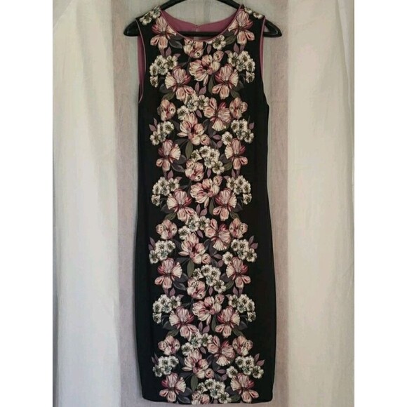 White House Black Market Dresses & Skirts - White House Black Market Reversible Floral Sheath Dress Black Pink Size UNK
